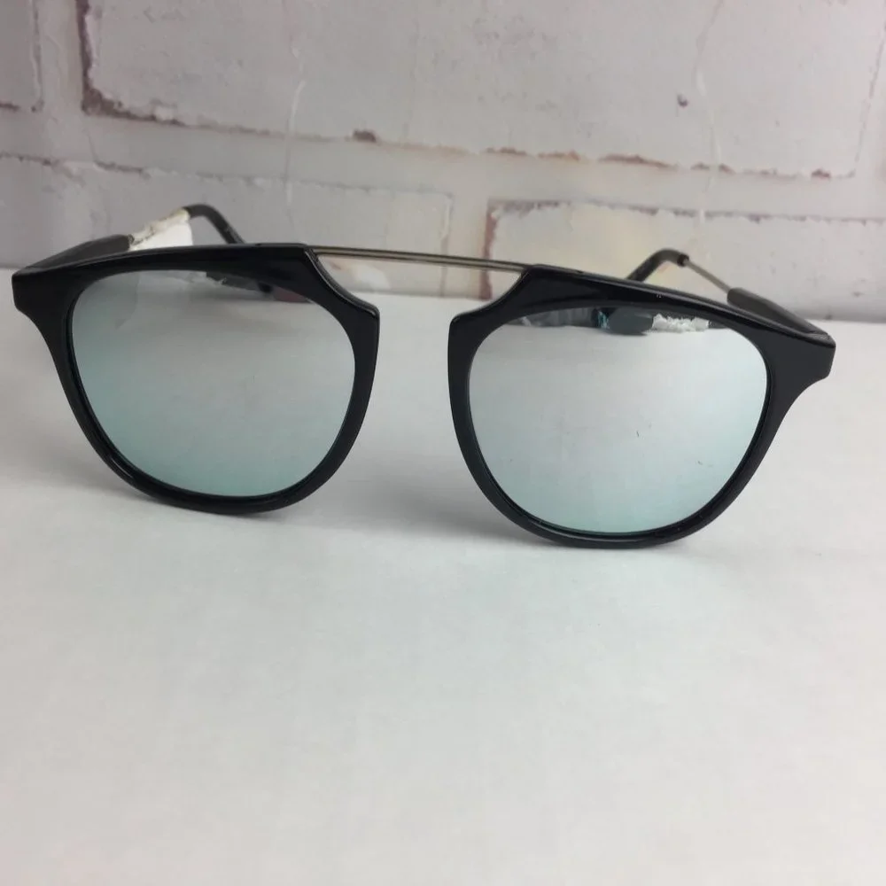 New: Diane Von Furstenberg Sunglasses/ Mirrored Black Rim - Picture 2 of 7